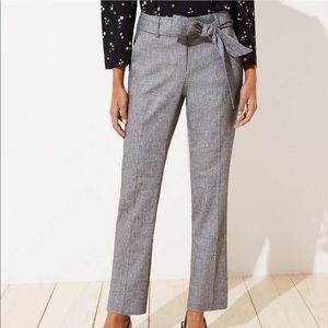 NWT LOFT Gray 00 Tie Waist Pants in Julie Fit